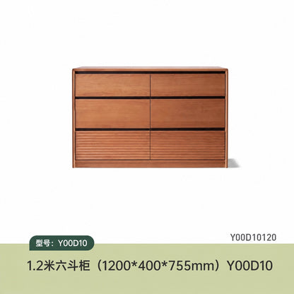 实木斗柜中古风床尾柜卧室樱桃木五边柜简约储物柜