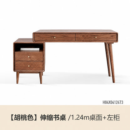 实木书桌小户型书房电脑桌橡木简约化妆桌可伸缩桌子