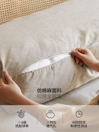 实木客厅现代简约布艺沙发小户型橡木储物沙发