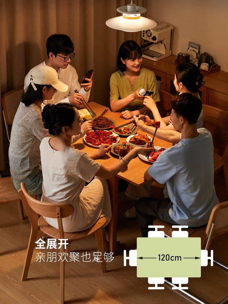 实木餐桌小户型餐厅饭桌现代简约可伸缩橡木小方桌