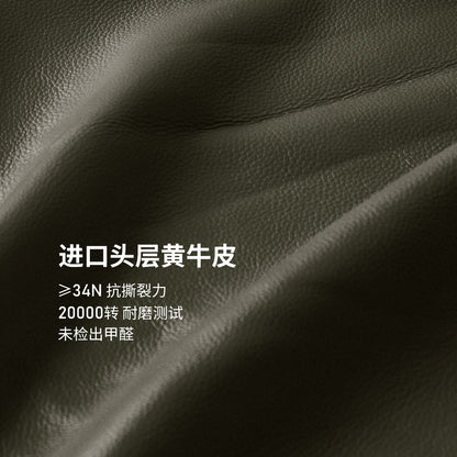 意式轻奢小户型头层牛皮实木客厅橡胶木沙发
