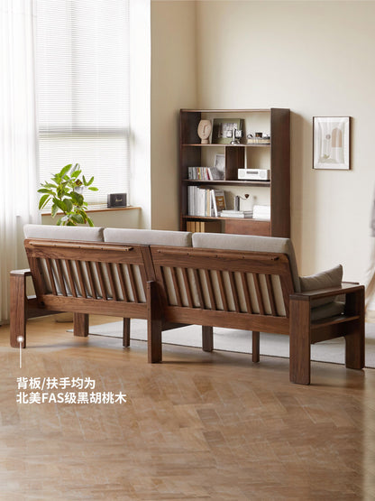 实木现代简约黑胡桃木布艺沙发客厅北欧冬夏两用沙发