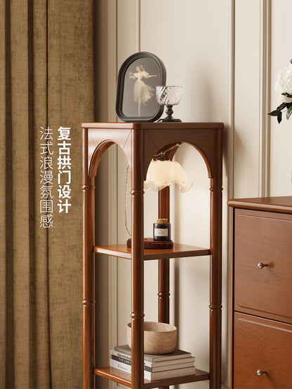 实木置物架法式中古风收纳储物架小户型落地展示架