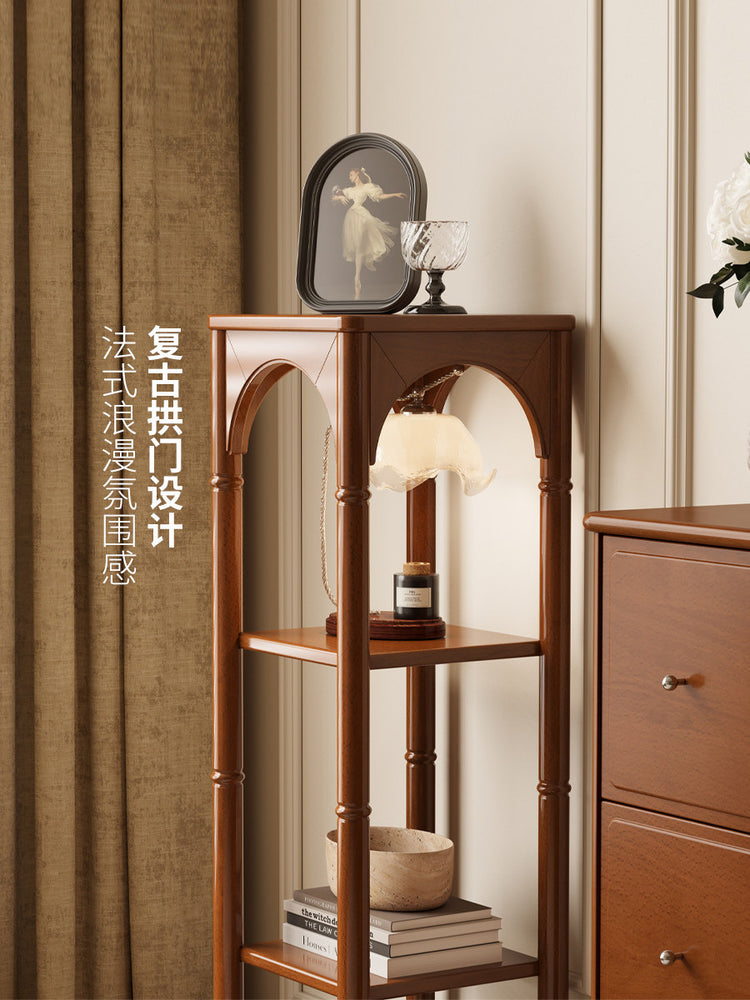 实木置物架法式中古风收纳储物架小户型落地展示架