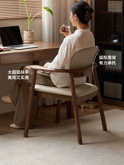 实木餐椅黑胡桃木扶手椅新中式书椅学习椅办公椅椅子