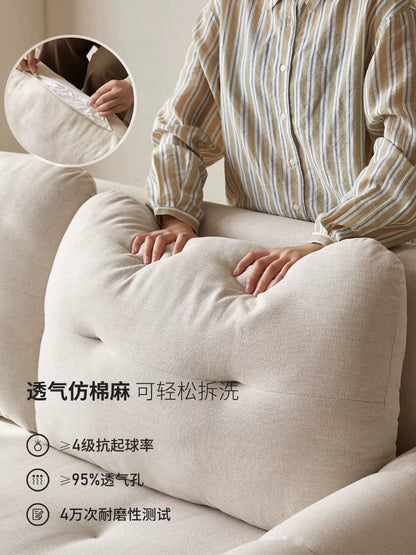 布艺沙发床客厅奶油风白色坐卧两用沙发多功能伸缩床