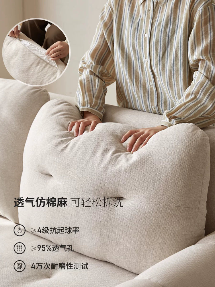 布艺沙发床客厅奶油风白色坐卧两用沙发多功能伸缩床