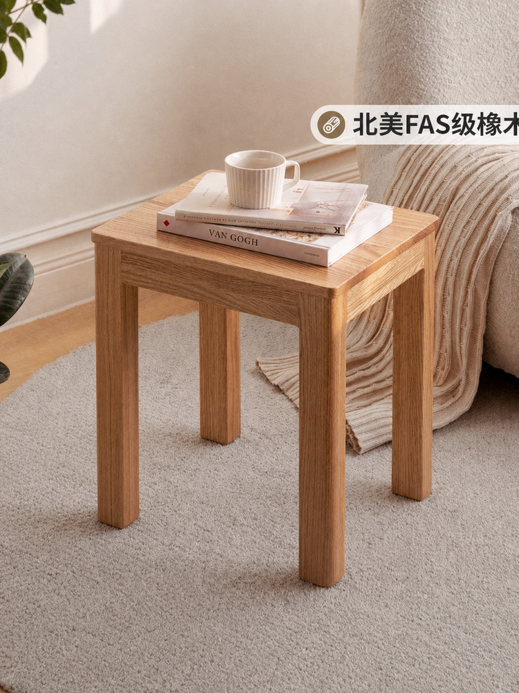 实木凳子北欧简约原木方凳餐厅餐凳换鞋凳橡木化妆凳