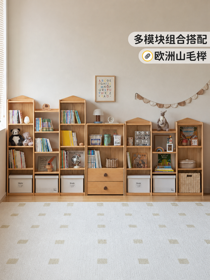 纯实木书架简约卧室收纳置物架小户型欧洲榉木儿童储物架