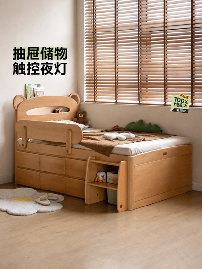 实木儿童半高床卧室护栏床储物床成人多功能小夜灯收纳床