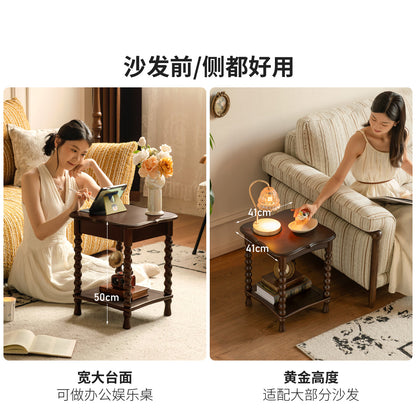 客厅实木边几法式复古角几小户型不规则储物小茶几