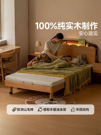 实木儿童床卧室男孩女孩蒙氏地台床多功能储物带灯单人床