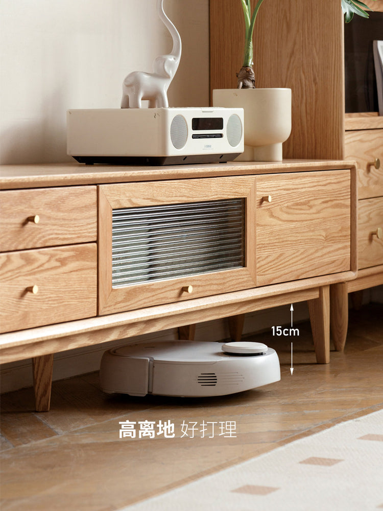 实木电视机柜简约现代客厅原木地柜北欧小户型橡木储物柜