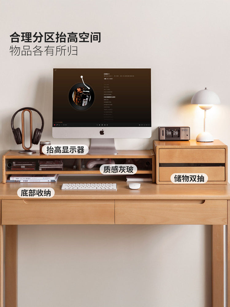 实木桌面置物架原木书桌收纳架显示器增高架简约电脑支架