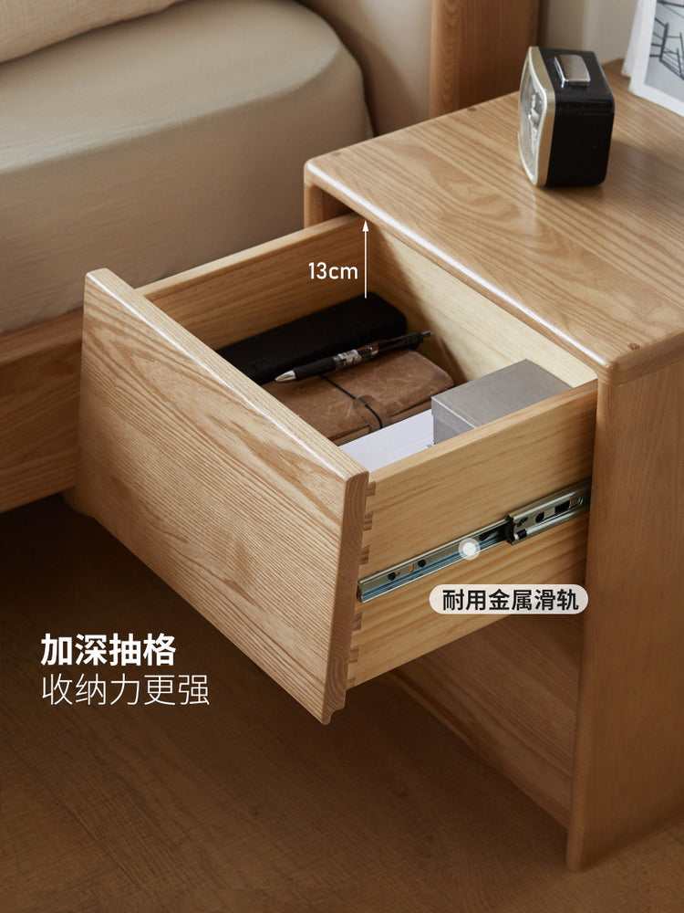 实木床头柜卧室简约原木风床边柜白蜡木抽屉储物柜