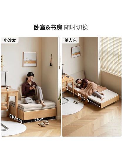 实木沙发床客厅折叠两用沙发小户型抽拉伸缩单人床