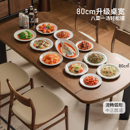 实木意式轻奢餐厅大板桌黑胡桃木长餐桌吃饭桌子
