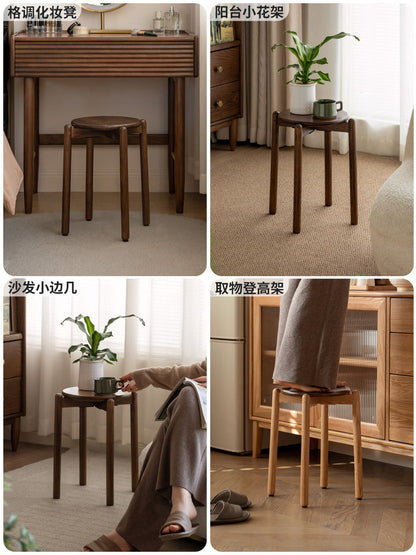 实木圆凳化妆凳餐凳叠放凳客厅小凳子矮凳木板凳叠凳