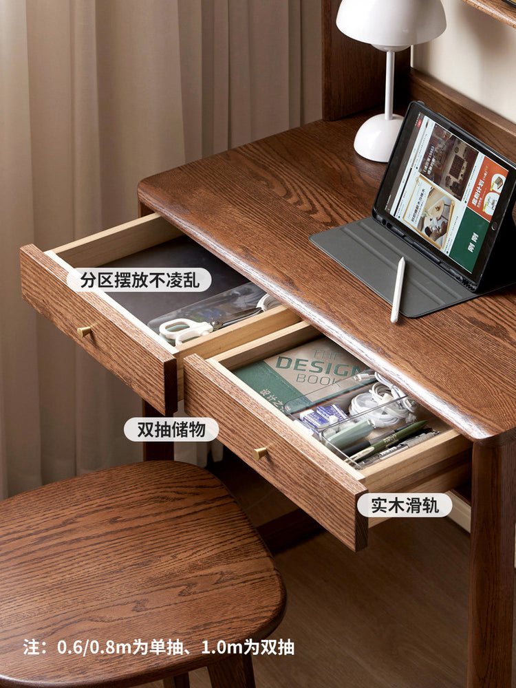 实木小书桌简约现代梳妆台桌子卧室电脑桌橡木写字台