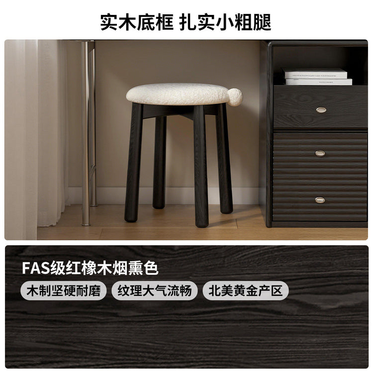 实木化妆凳现代简约凳卧室黑色梳妆椅橡木凳子