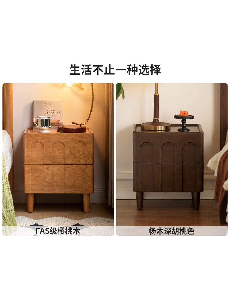 实木床头柜法式床头抽屉柜卧室北美黑胡桃木储物柜