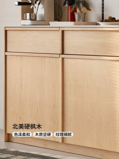 源氏木语实木餐边柜现代简约橱柜餐厅硬枫木储物柜家用岩板置物柜