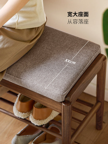 实木换鞋凳现代简约门口可坐鞋架客厅黑胡桃木穿鞋凳