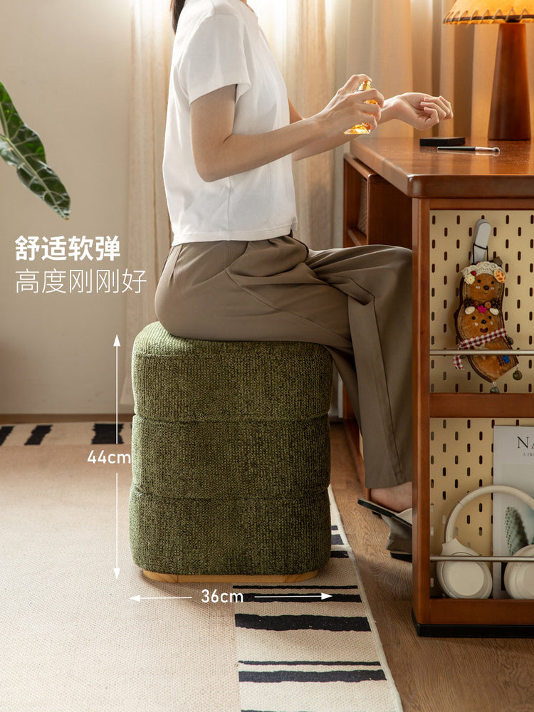 实木化妆凳现代简约小坐凳卧室雪尼尔软包凳梳妆凳