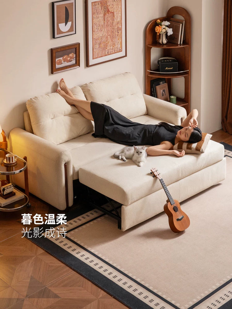 布艺沙发床客厅现代简约折叠小户型猫抓布沙发