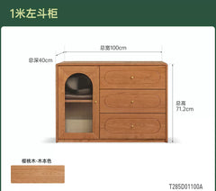 实木梳妆台斗柜一体卧室樱桃木伸缩化妆桌法式复古化妆台