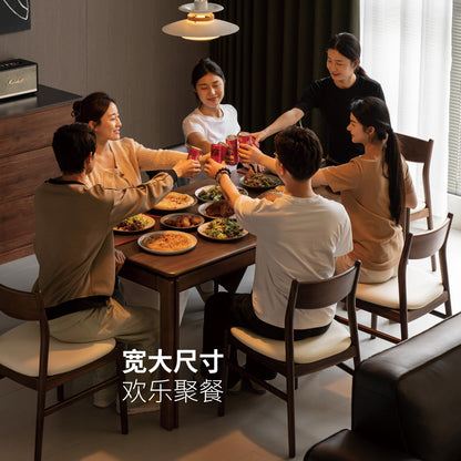 实木餐桌轻奢风餐厅长桌黑胡桃木餐桌椅简约吃饭桌子