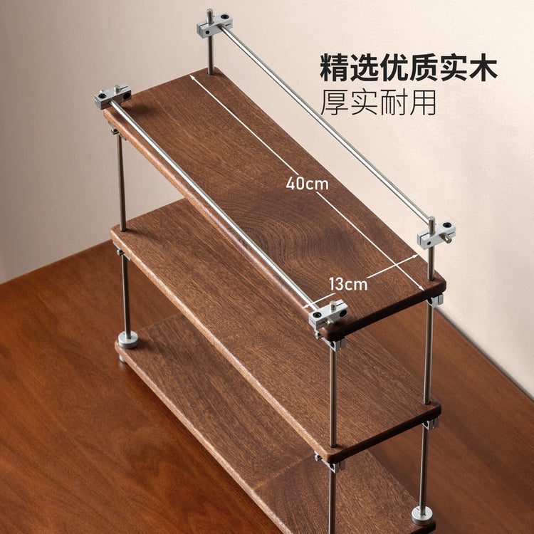 实木置物架中古风办公桌面多层收纳架工业风咖啡厅杯子架
