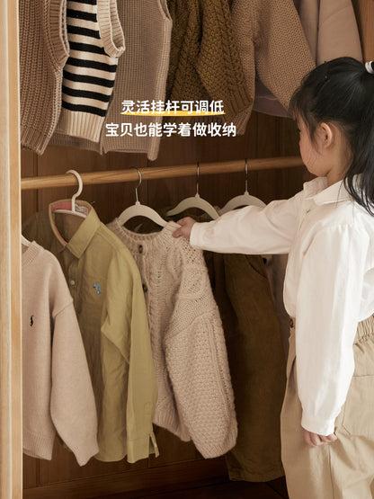 全实木儿童衣柜书柜组合卧室落地橡木衣橱衣服收纳柜