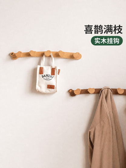 实木挂钩入户门玄关挂衣架创意小鸟壁挂墙上衣服架