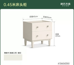 全实木床头柜卧室现代简约白色床边柜带抽屉储物柜子