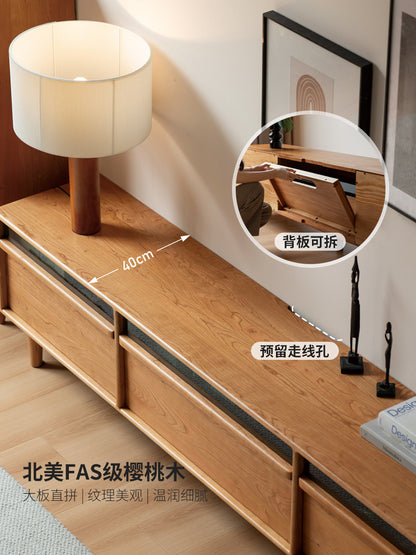 实木电视柜黑标樱桃木地柜客厅收纳储物柜电视机柜