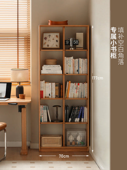 实木书架中古樱桃木置物架自由组合书柜落地格子架展示架