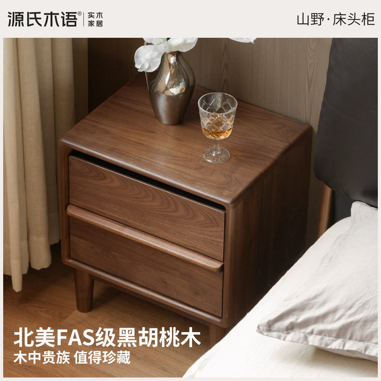 实木床头柜意式轻奢储物柜卧室黑胡桃木收纳柜小柜子