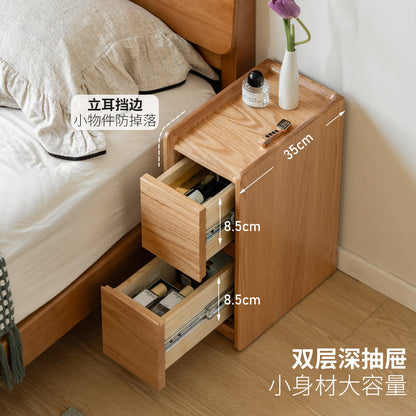 实木床头柜现代简约橡木储物柜卧室小户型夹缝收纳柜