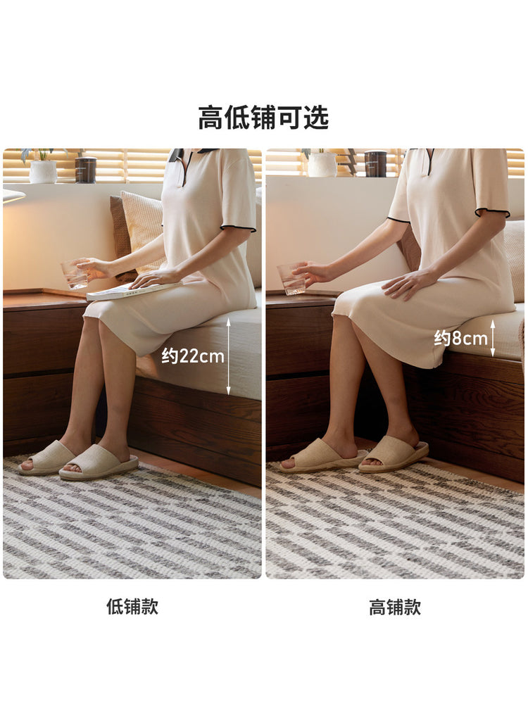 实木床现代简约榻榻米无床头箱体床卧室侧开储物床