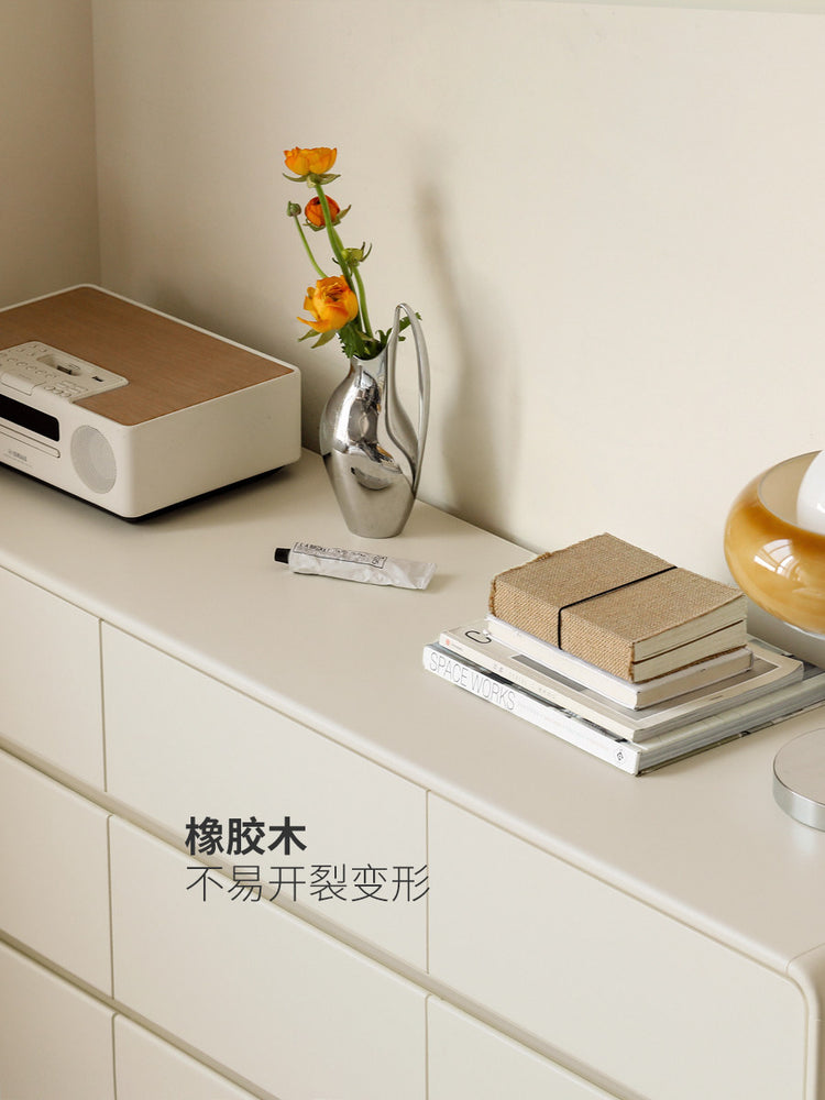实木九斗柜奶油风床尾柜简约现代卧室斗橱白色储物收纳柜