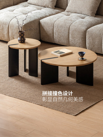 实木茶几客厅侘寂风创意茶台小户型白蜡木组合圆几
