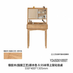 [25-Day Pre-order] Solid Wood Vanity Table, Modern Minimalist Makeup Desk and Writing Desk in One, Nordic Style Bedroom Glass Makeup Table