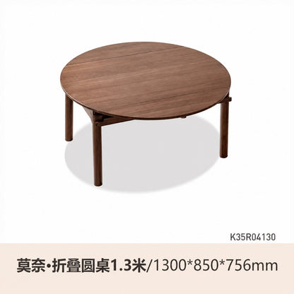 实木折叠餐桌黑胡桃木小户型简约饭桌吃饭可伸缩桌子