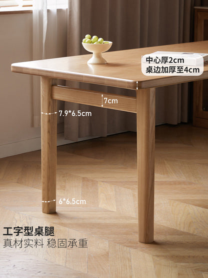 实木餐桌餐厅白蜡木大板桌简约现代长方形原木吃饭桌