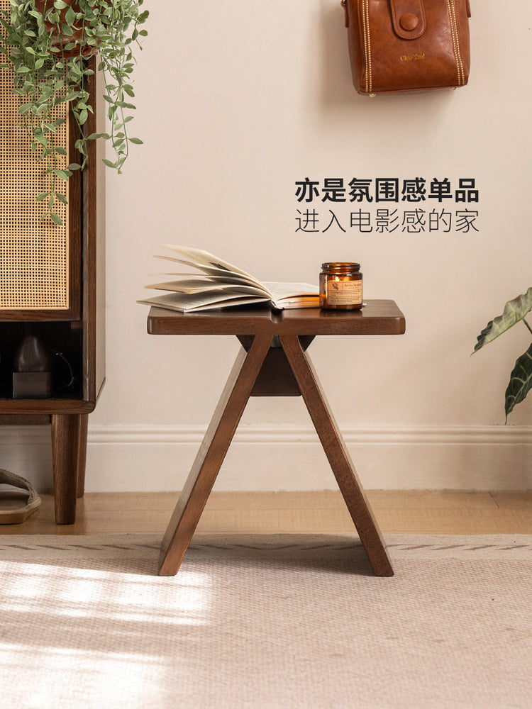 实木换鞋凳客厅沙发边几现代简约板凳胡桃色脚踏方凳