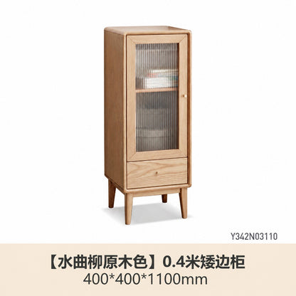 实木客厅边柜现代简约橡木置物柜北欧小户型墙角收纳窄柜