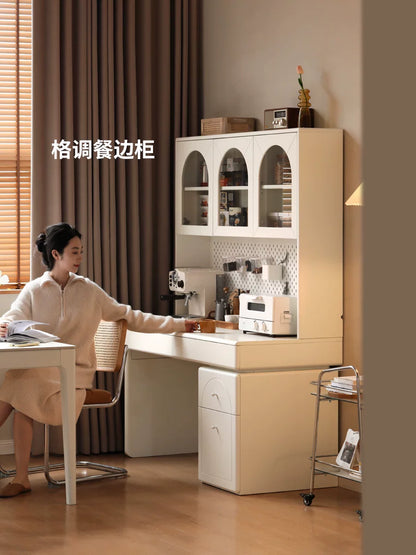 实木书桌书架一体学习桌法式组合写字桌办公桌白色电脑桌