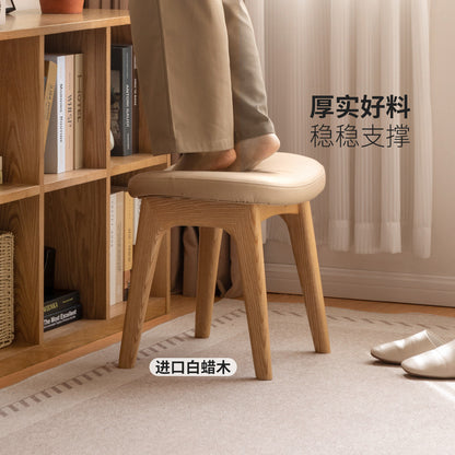 实木化妆凳现代简约软包凳女生卧室梳妆凳白蜡木凳子