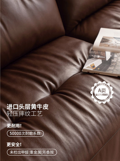 真皮沙发客厅美式复古高靠背小户型三人位沙发